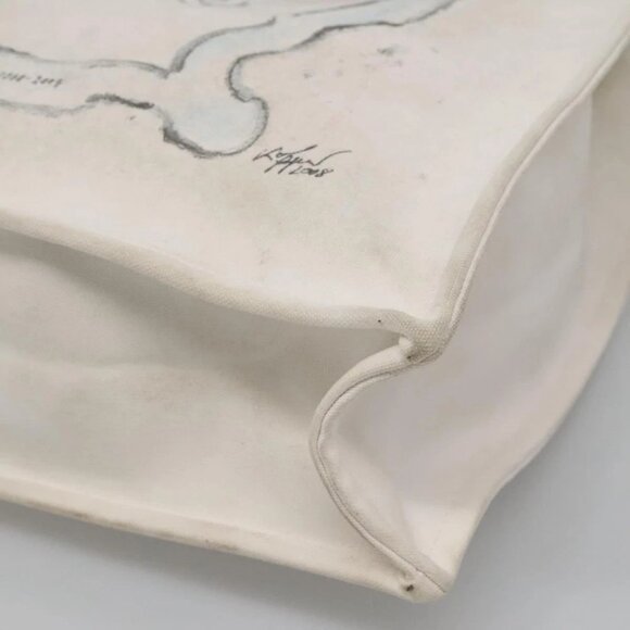 CHANEL COCO Mark Tote Bag Canvas White Silver CC - Picture 7 of 15